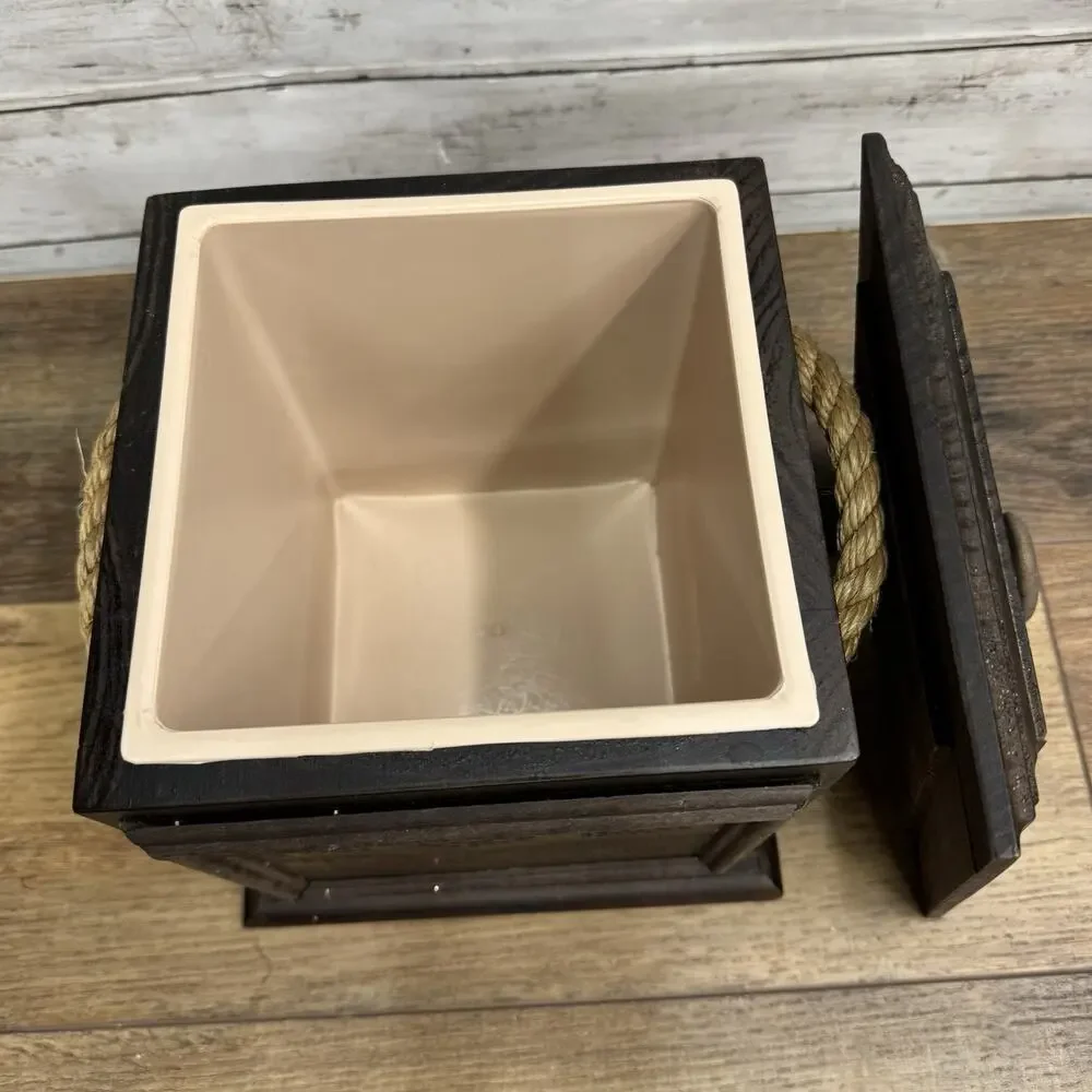 Pfaltzgraff Village Wood Ice Bucket Wood Plastic Insert Vintage